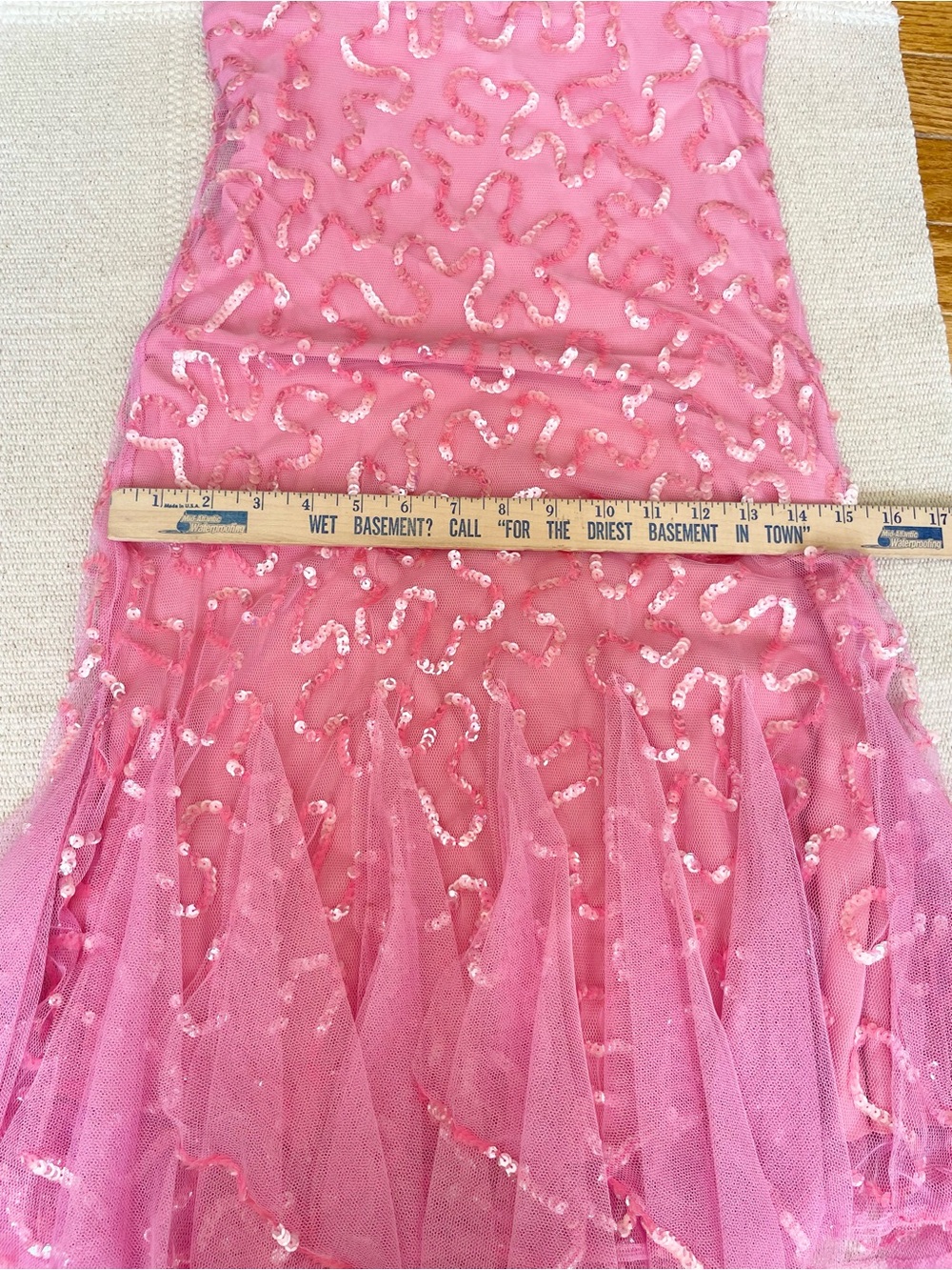 Betsey Johnson Evening Vintage Y2K Dress Size 6  Handkerchief Hem Pink Sequins - Picture 7 of 8